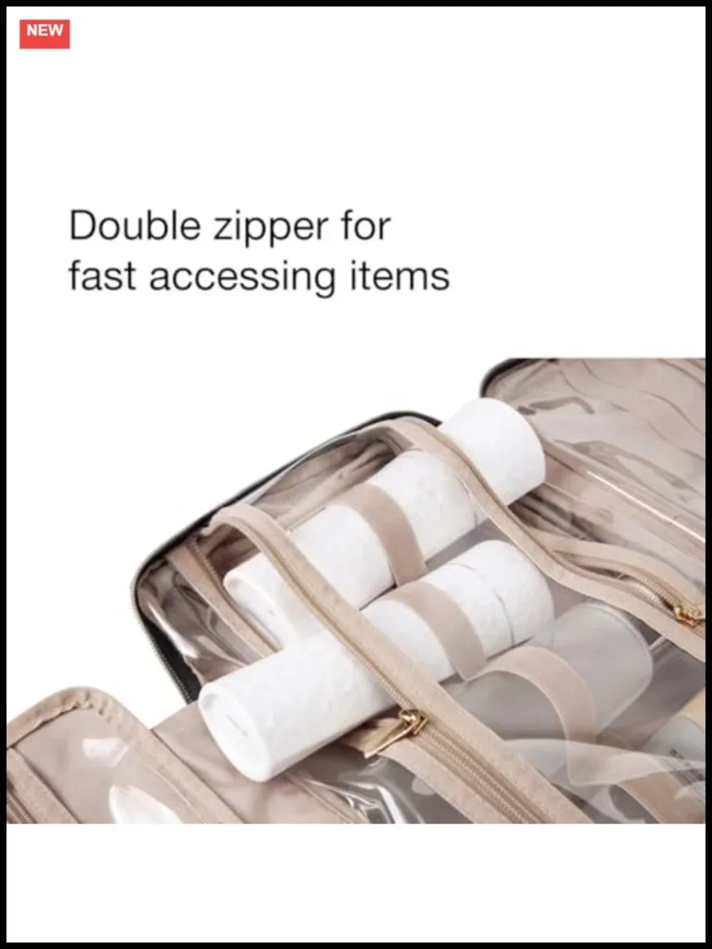 Hanging Toiletry Bag with Makeup Organizer, Water Resistant Polyester Travel